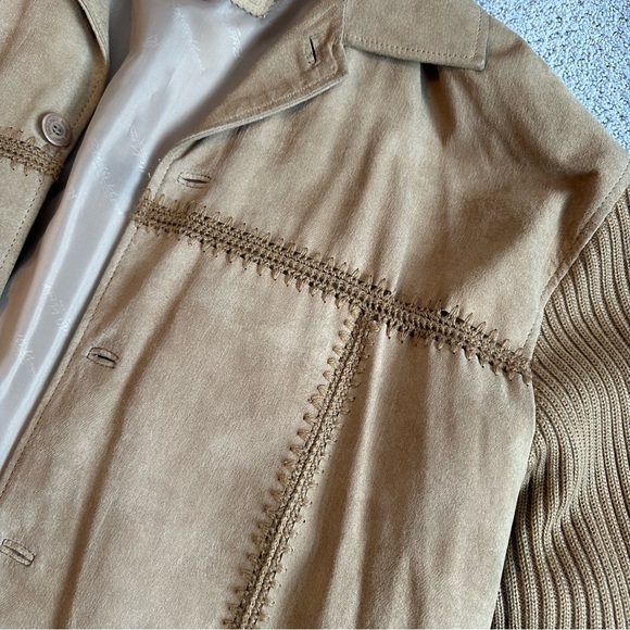 Vintage 90s Genuine Suede Leather Western Tan Jacket | Rodelli Uomo Retro Coats - Picture 2 of 14